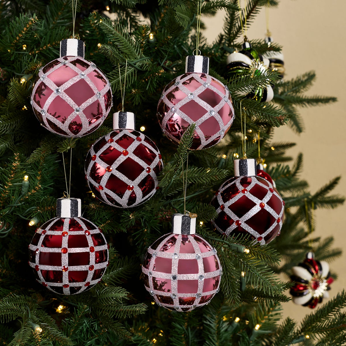 Ruby Red Glass Ball Ornaments, Set of 6 - Image 2