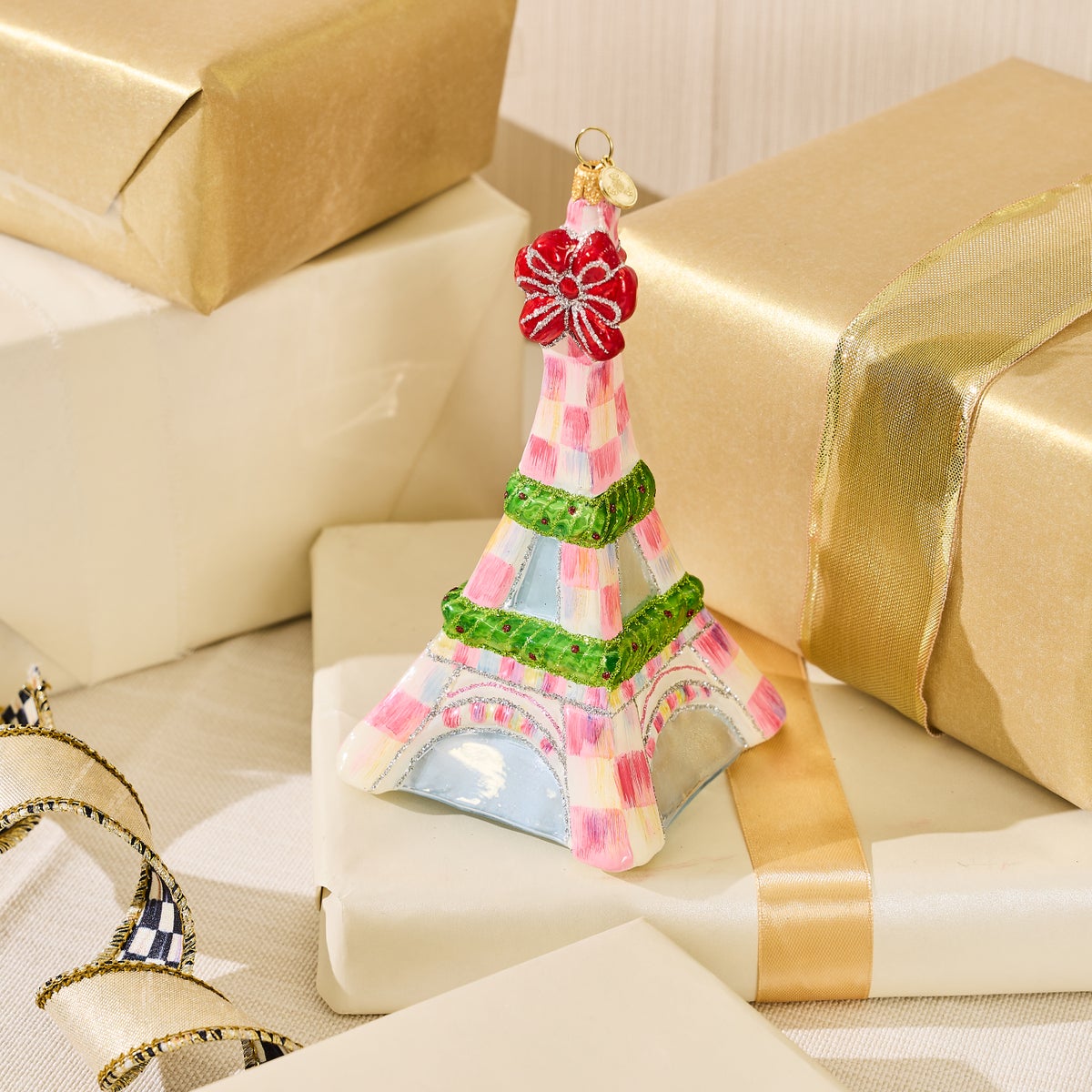 Ruby Red Eiffel Tower Glass Ornament - Image 2