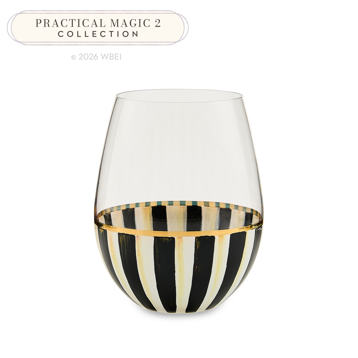 Courtly Stripe Stemless Wine Glass