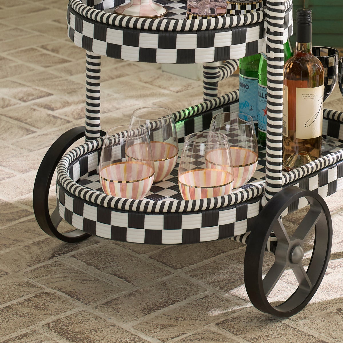 Rosy Stripe Stemless Wine Glass - Image 3