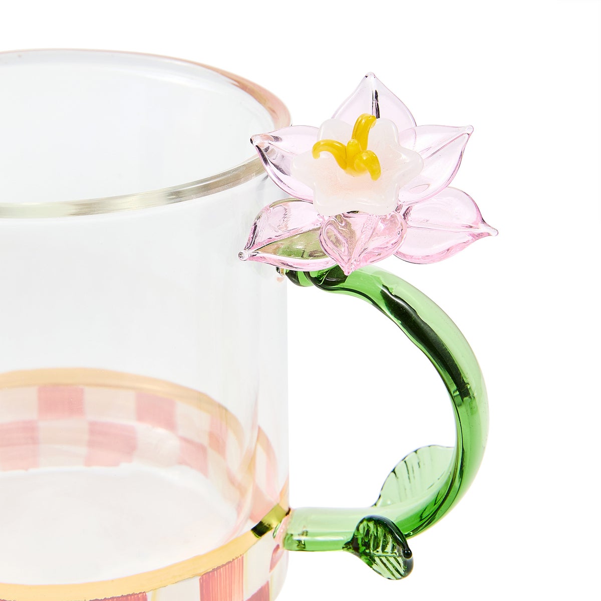 Rosy Check Flower Glass Mug - Image 2
