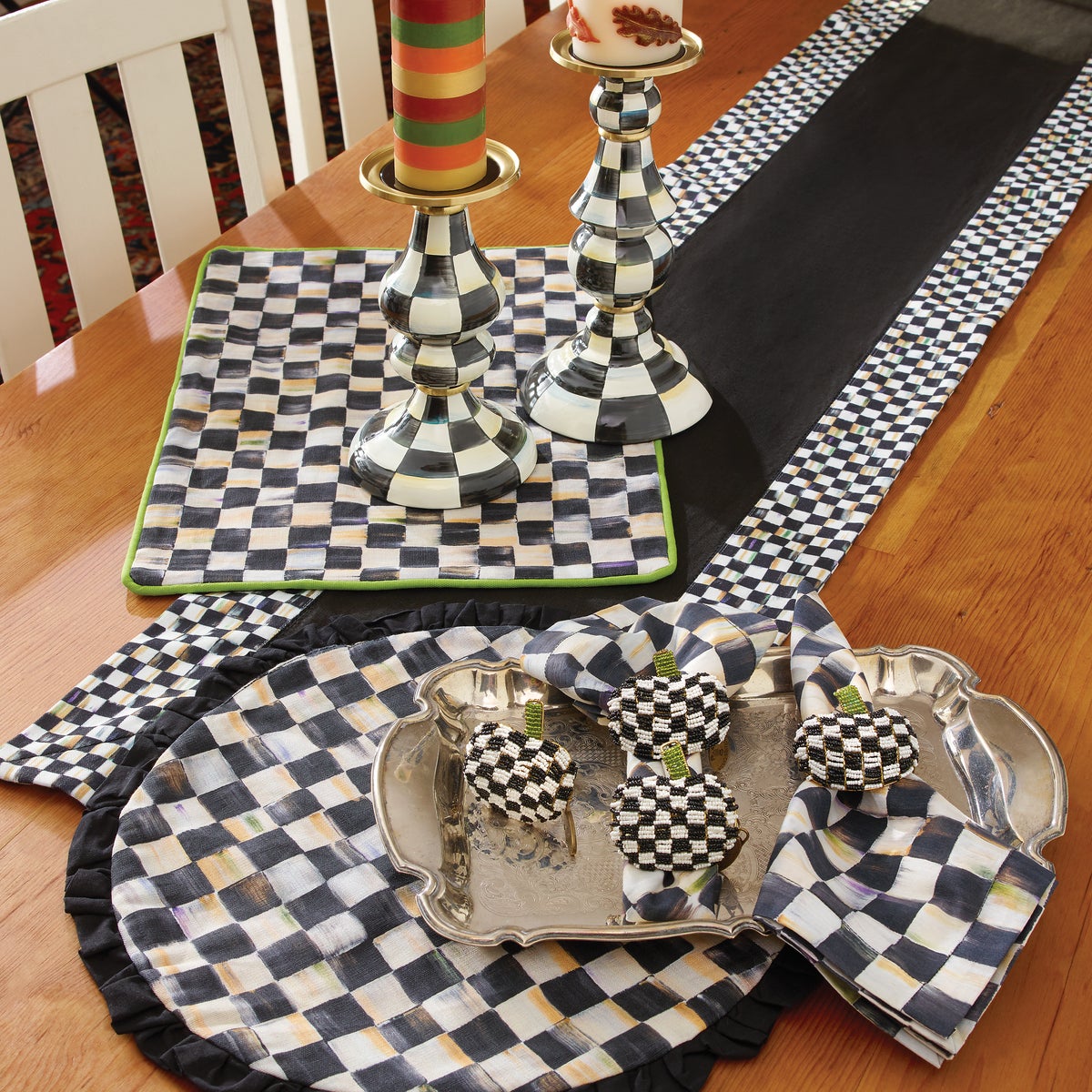 Courtly Check Black Table Runner - Image 6