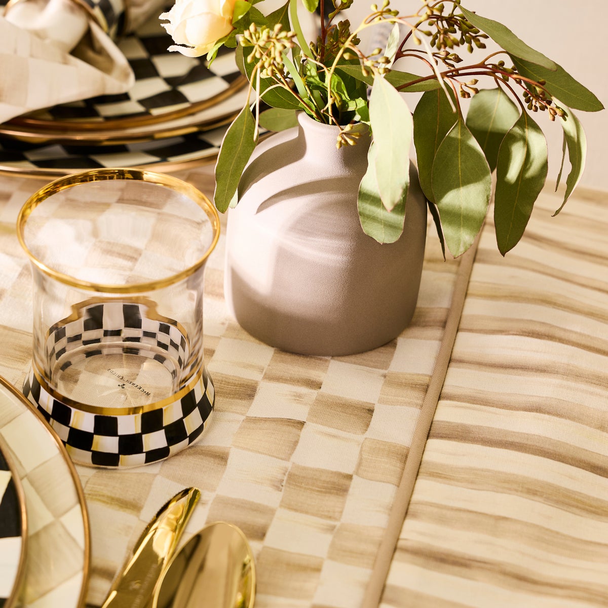 Mocha Check Table Runner - Image 7