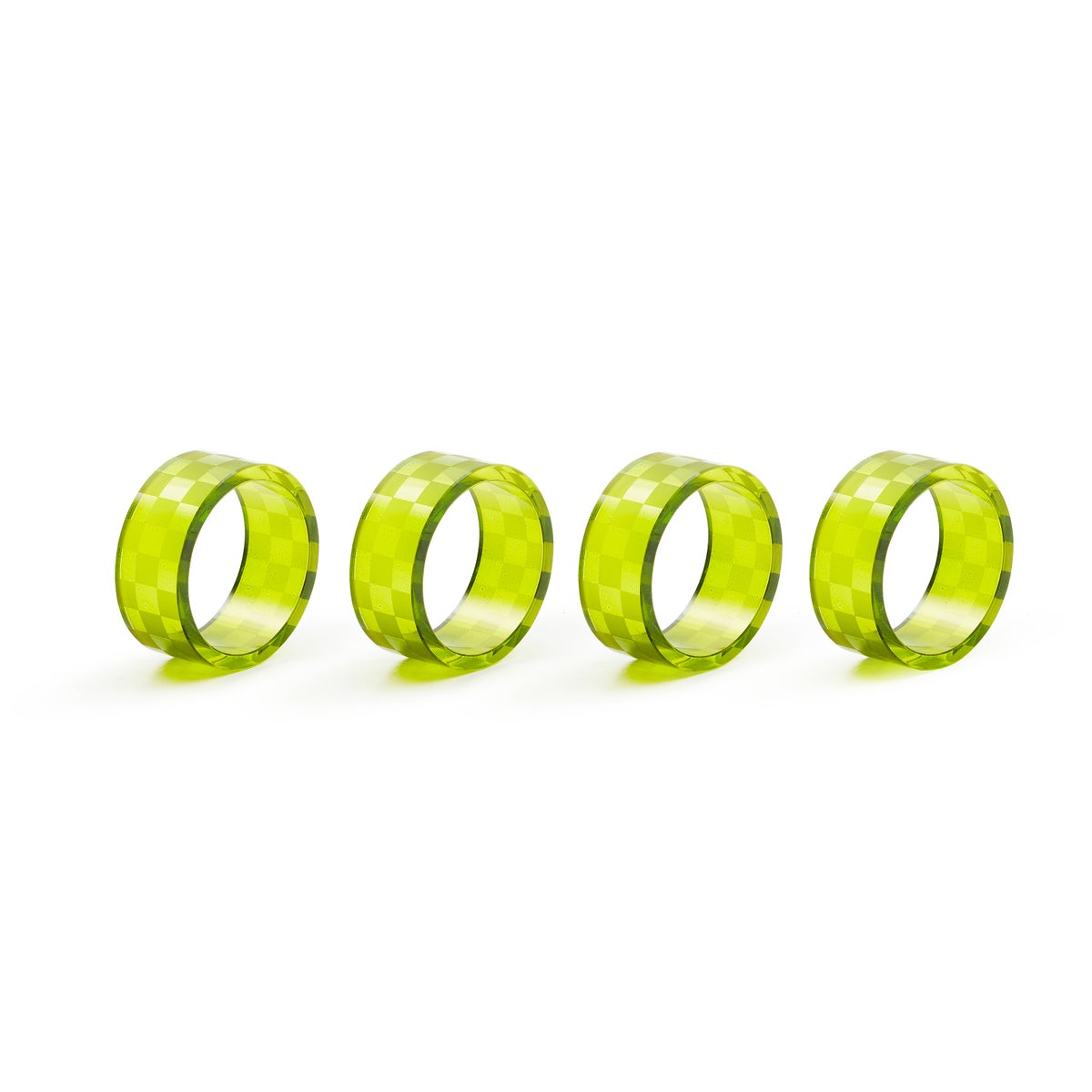 Green Check Napkin Rings, Set of 4