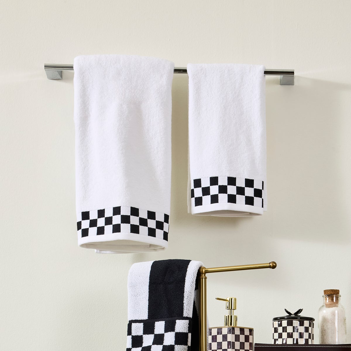 Bath Towel with Black Check Border - Image 4