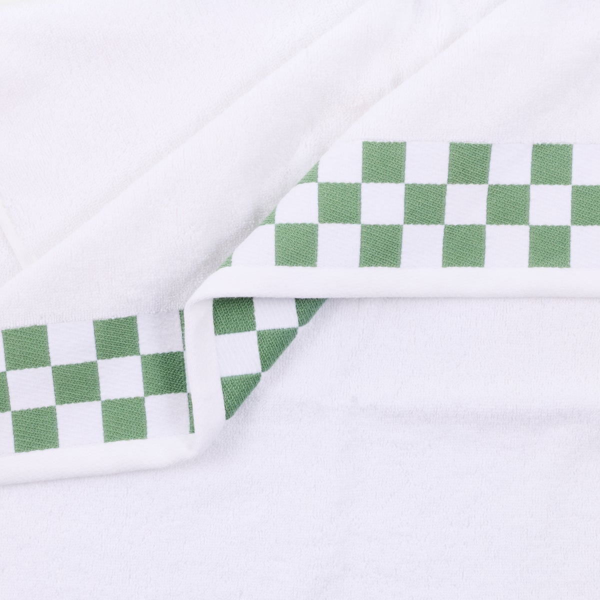 Hand Towel with Sage Green Check Border - Image 4