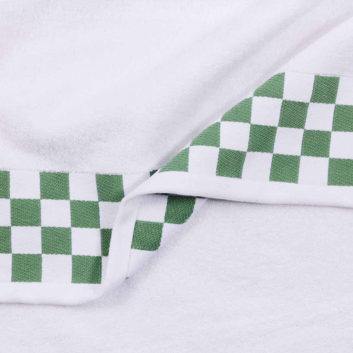 Bath Sheet with Sage Green Check Border - Image 3