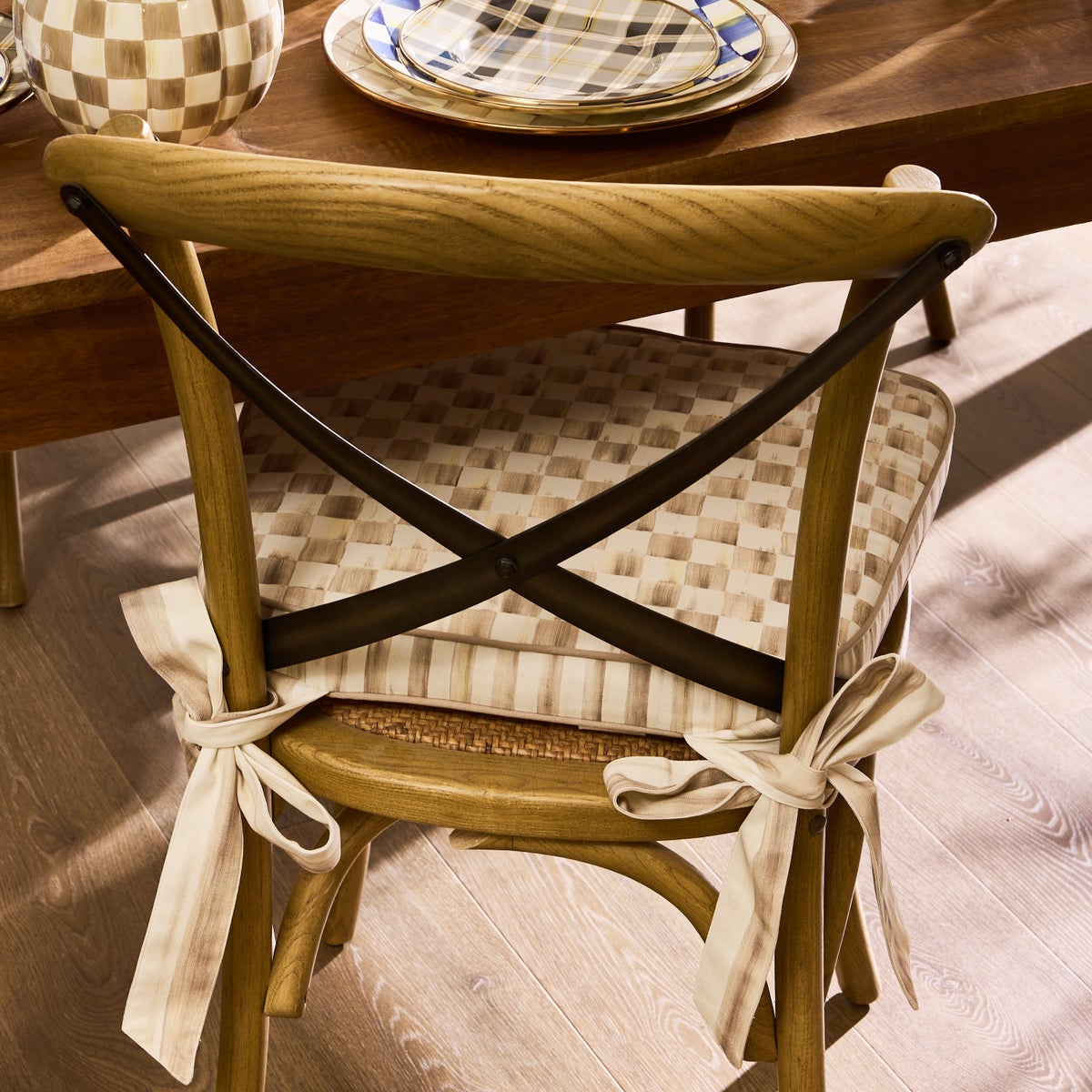 Mocha Check Chair Cushion - Image 2