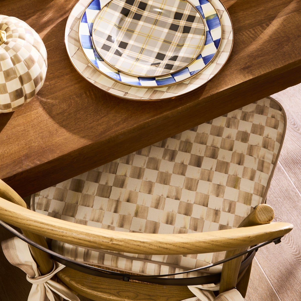 Mocha Check Chair Cushion - Image 4