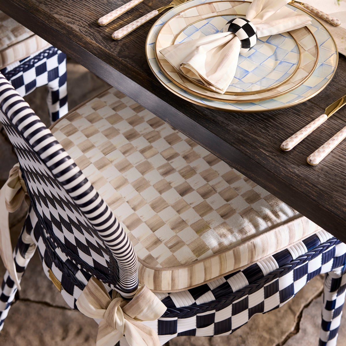 Mocha Check Chair Cushion - Image 5