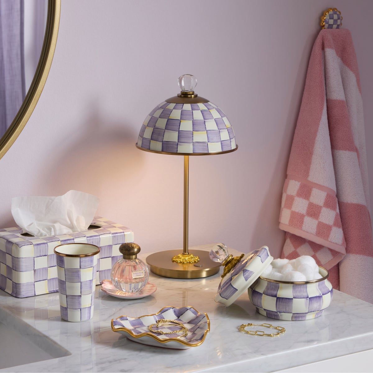 Violet Check LED Rechargeable Dome Table Lamp - Image 4
