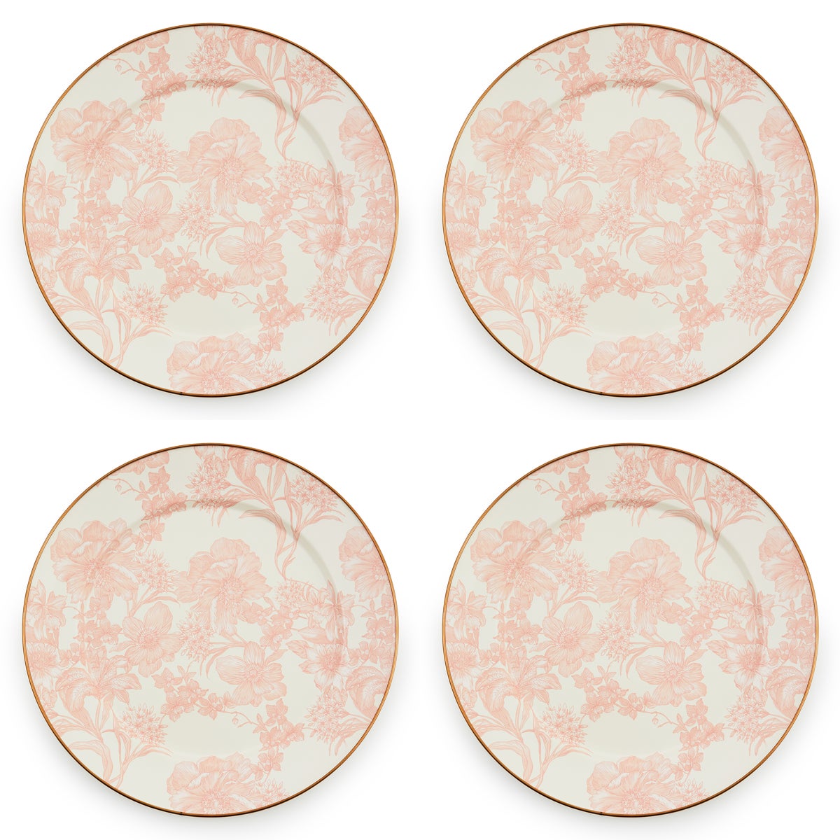 Rosy English Garden Chargers, Set of 4