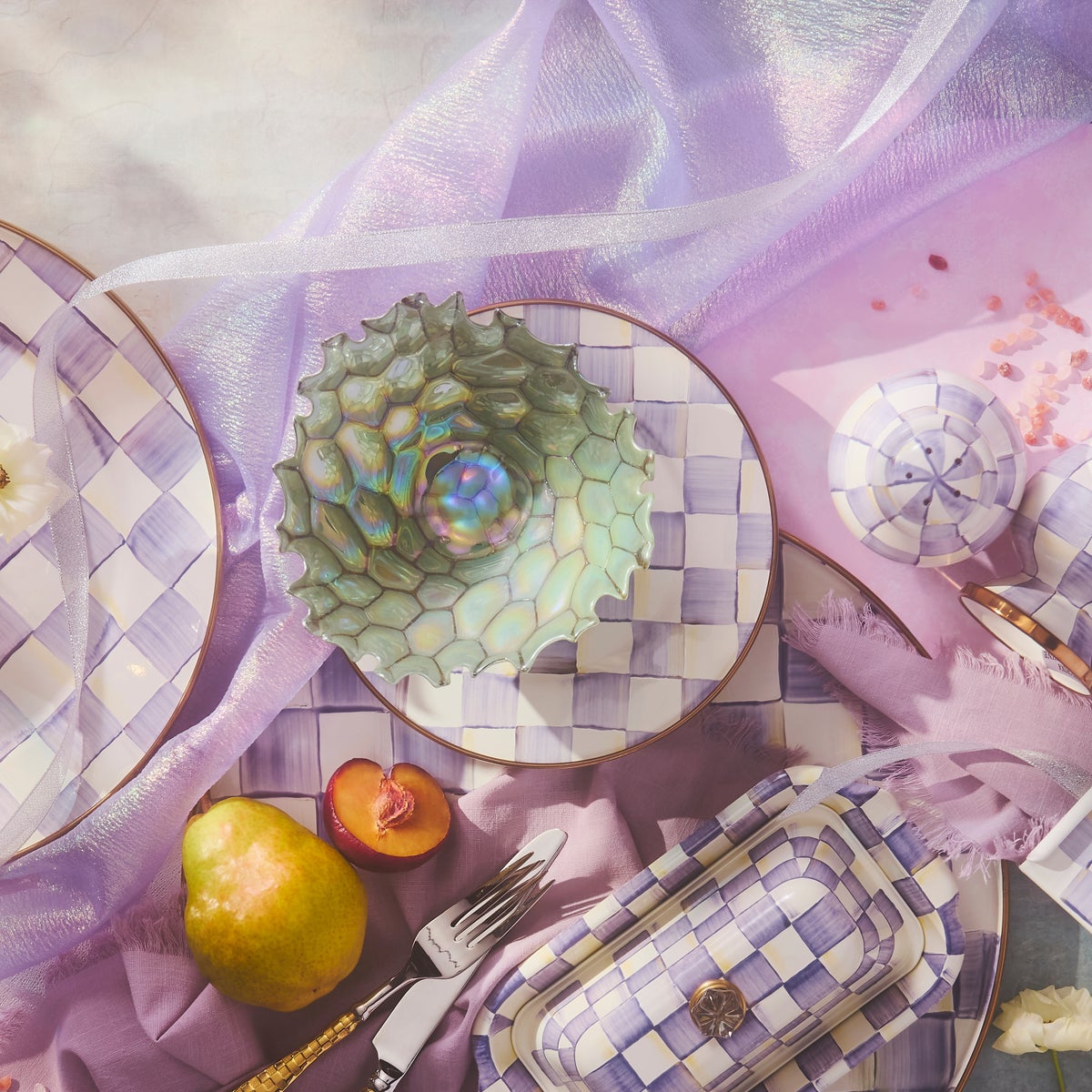Violet Check Salad/Dessert Plate - Image 6