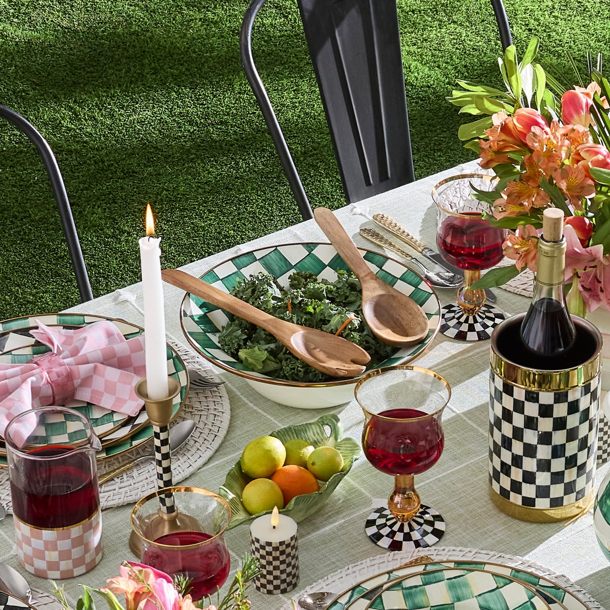 Emerald Check Salad Serving Set - Image 4