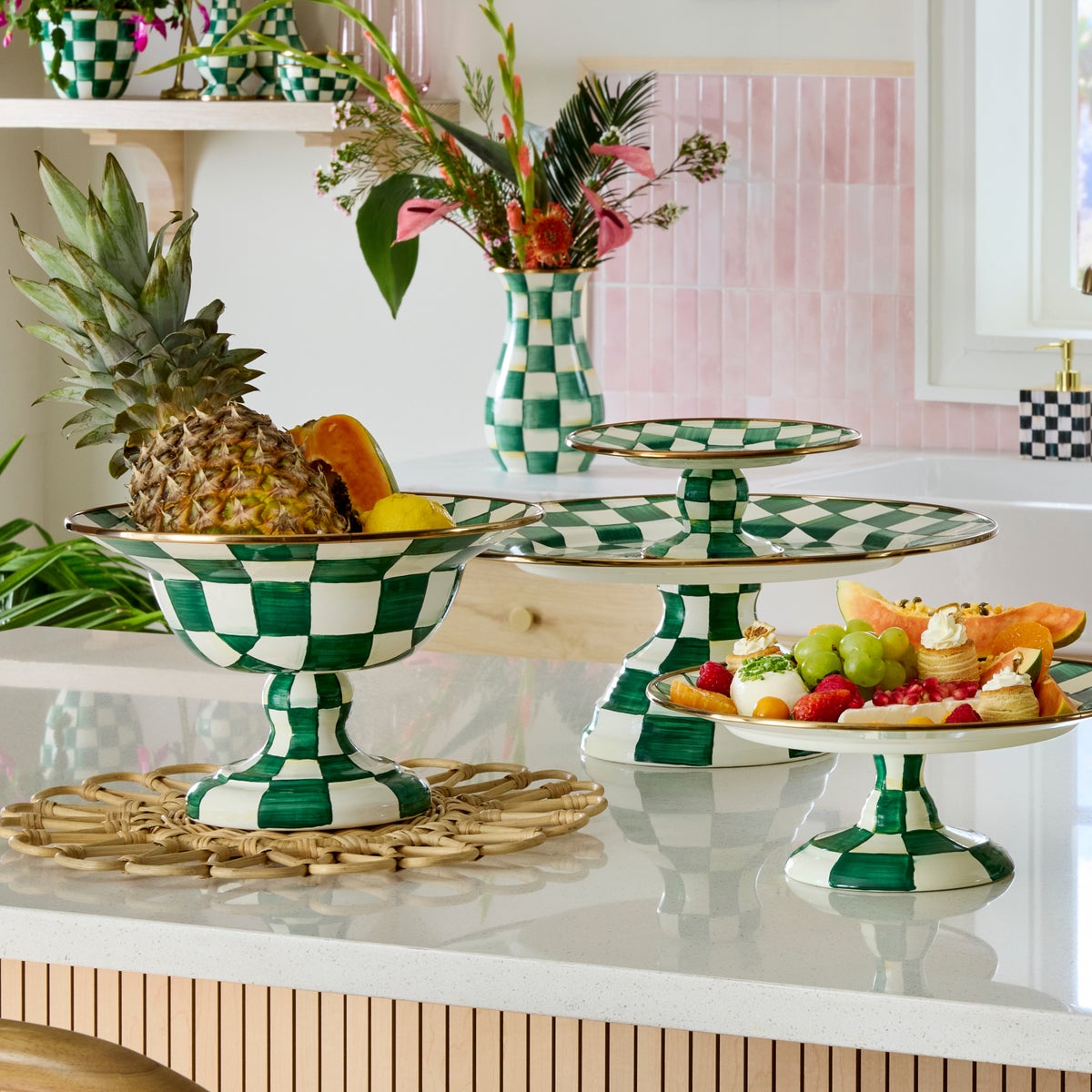 Emerald Check Large Compote - Image 4