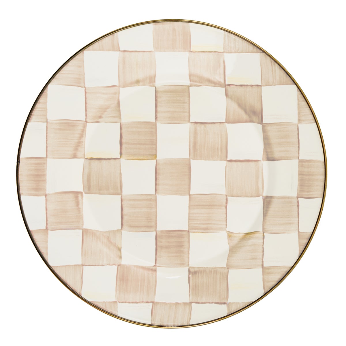 Mocha Check Dinner Plate