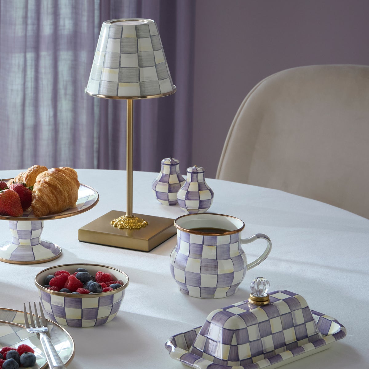 Violet Check Salt & Pepper Shakers - Image 2