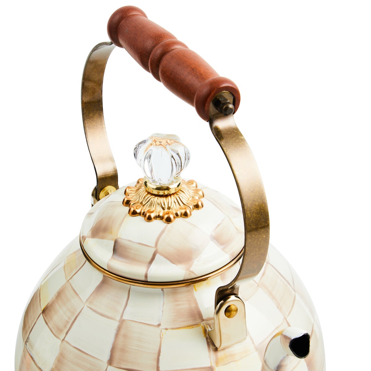 Mocha Check 3 Quart Tea Kettle - Image 3