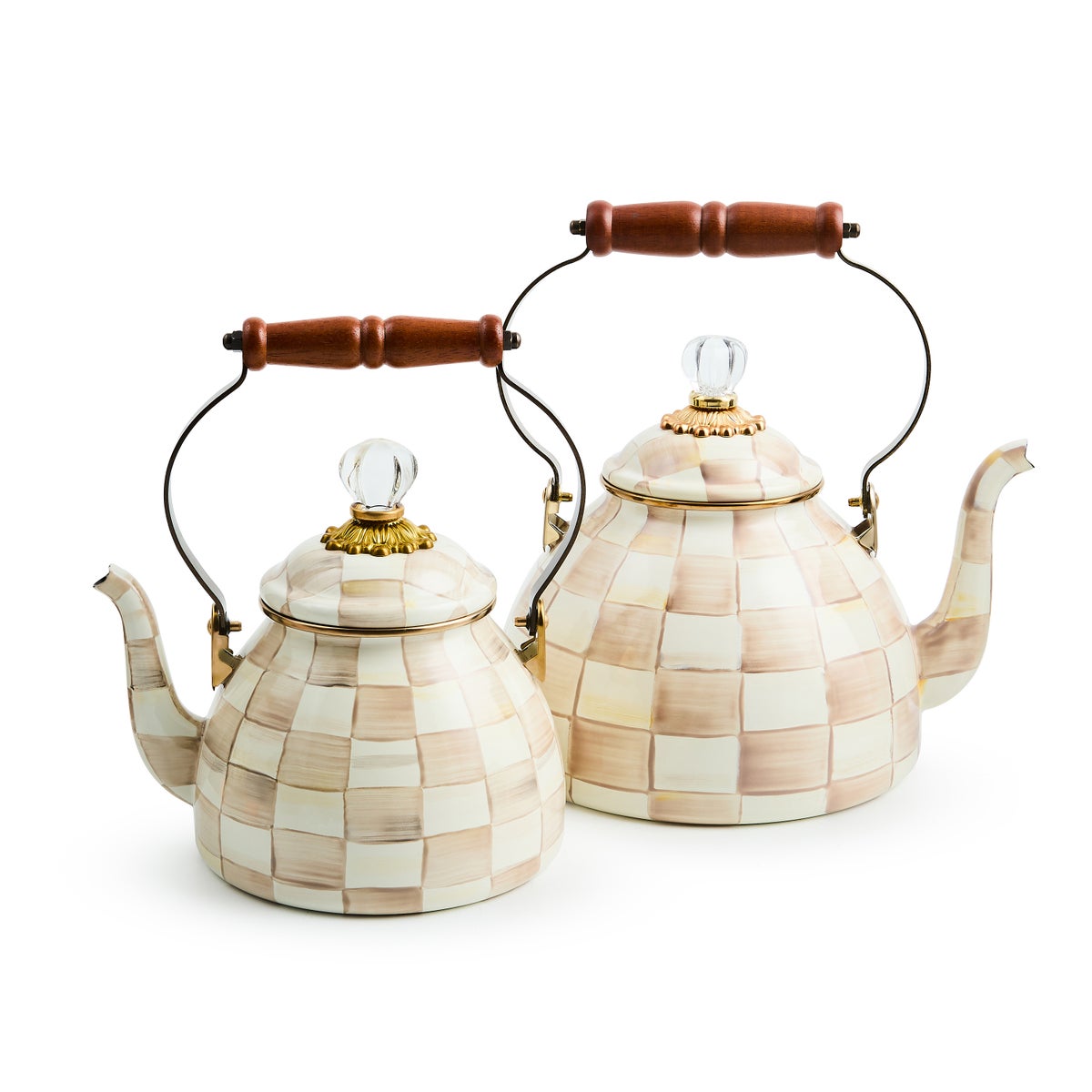 Mocha Check 3 Quart Tea Kettle - Image 4