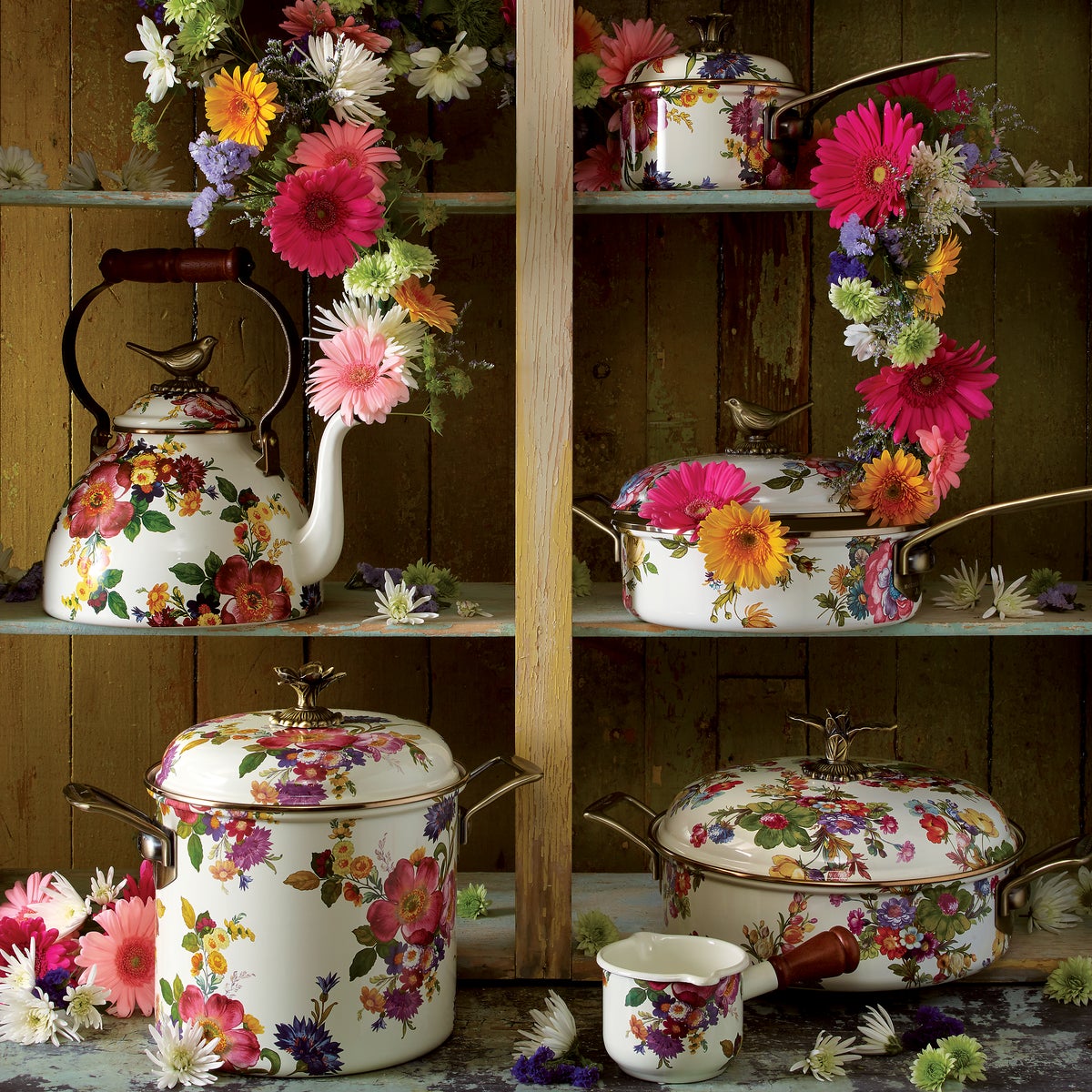 White Flower Market 3 Quart Tea Kettle with Bird - Image 4