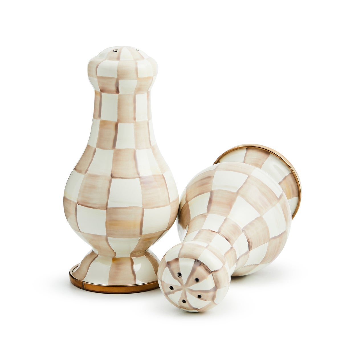 Mocha Check Large Salt & Pepper Shakers - Image 4