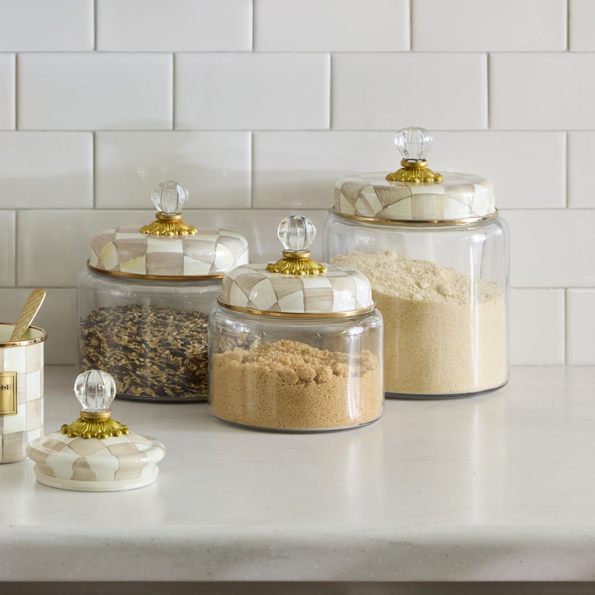Mocha Check Medium Kitchen Canister - Image 2