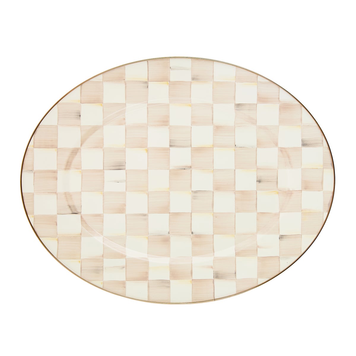 Mocha Check Large Oval Platter