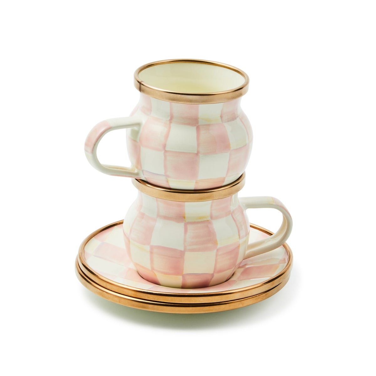 Rosy Check Espresso Cup & Saucer Set - Image 4