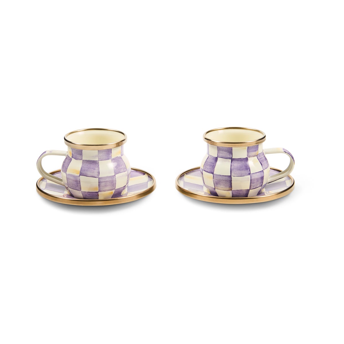 Violet Check Espresso Cup & Saucer Set