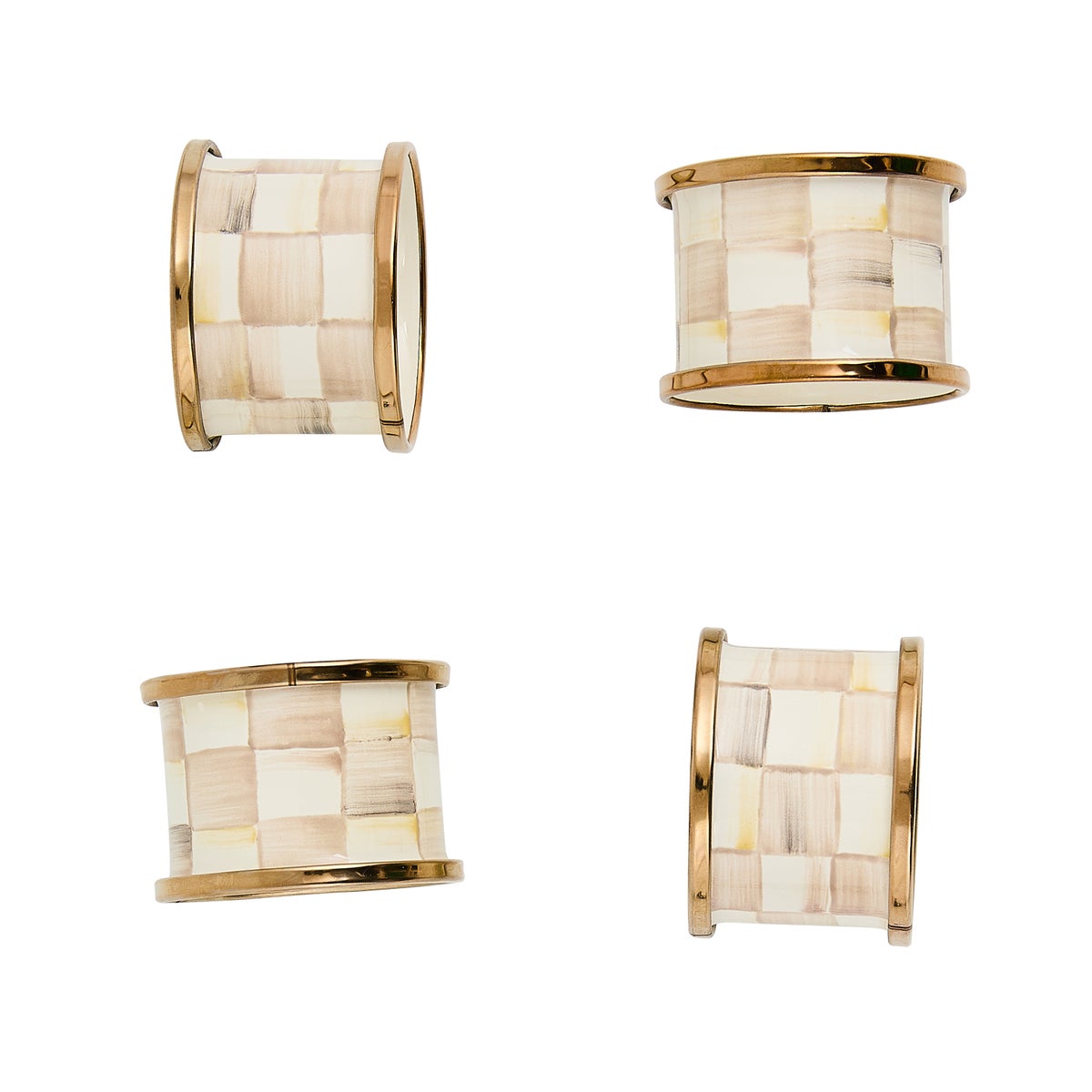 Mocha Check Napkin Rings, Set of 4