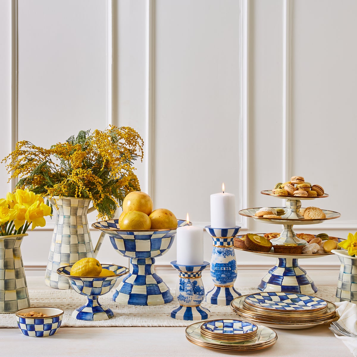 Royal Check Large Pedestal Platter - Image 5