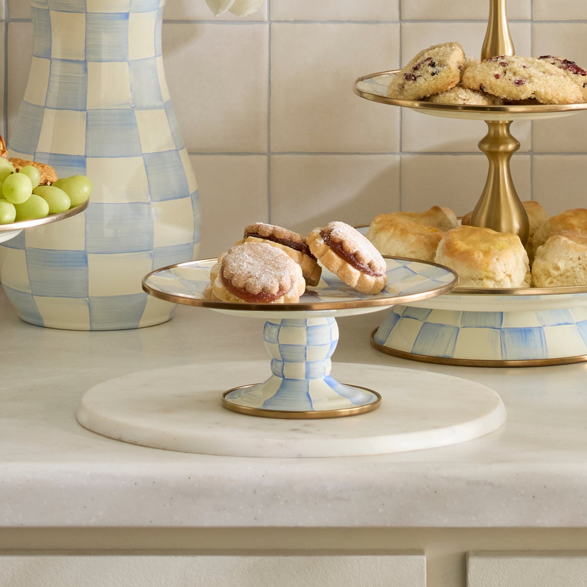 Sky Check Mini Pedestal Platter - Image 6