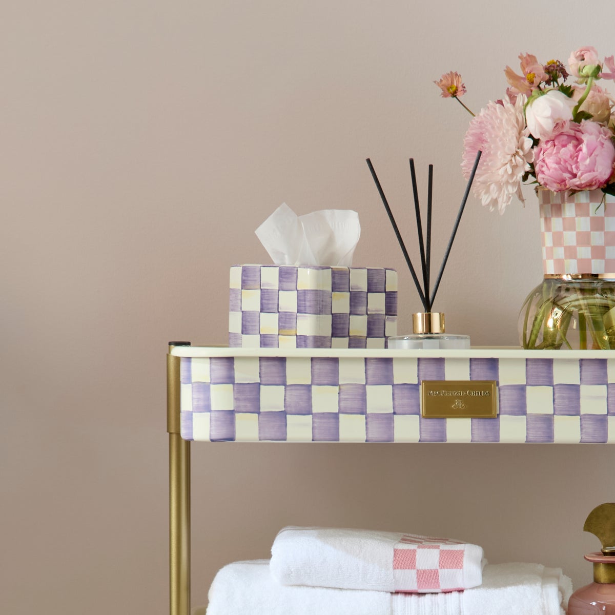 Violet Check Boutique Tissue Box Cover - Image 2