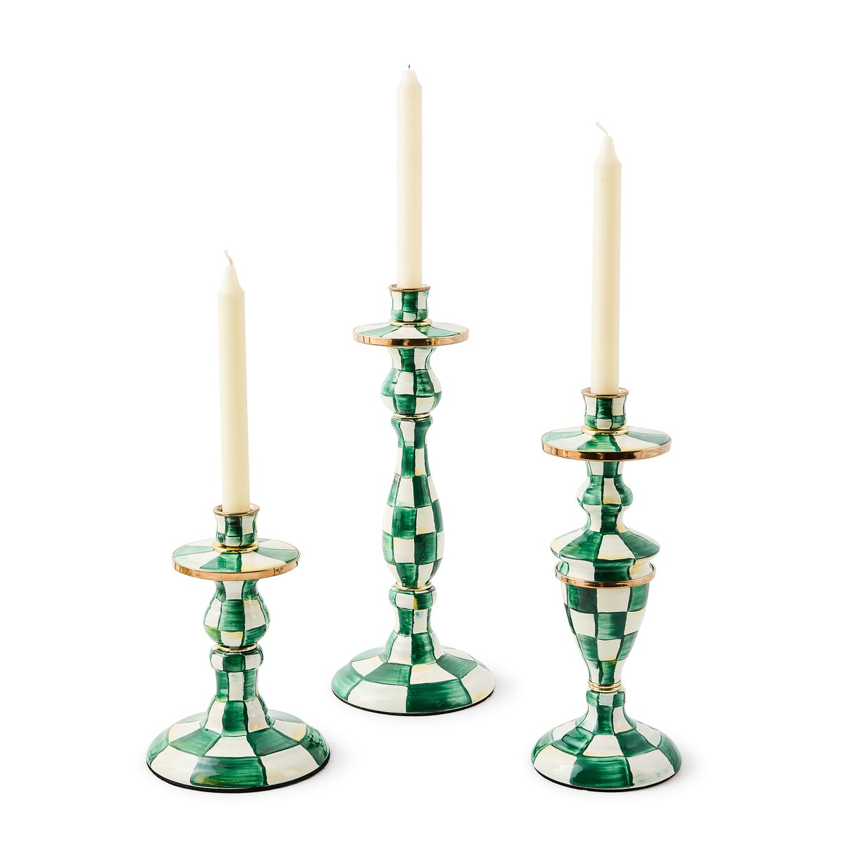Emerald Check Large Candlestick - Image 3
