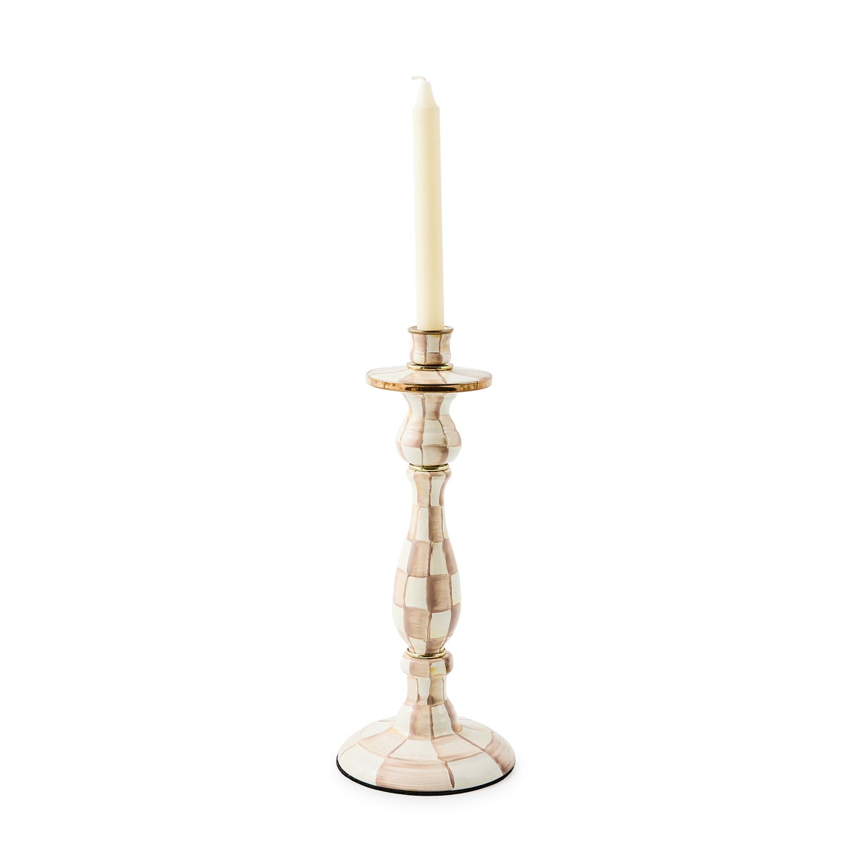 Mocha Check Large Candlestick - Image 4