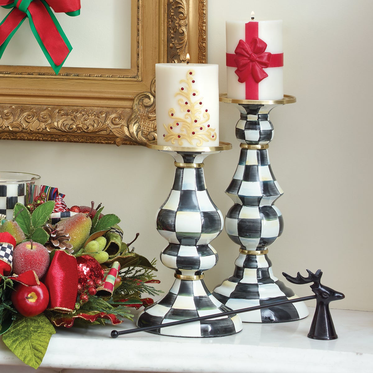 Courtly Check Large Pillar Candlestick - Image 7