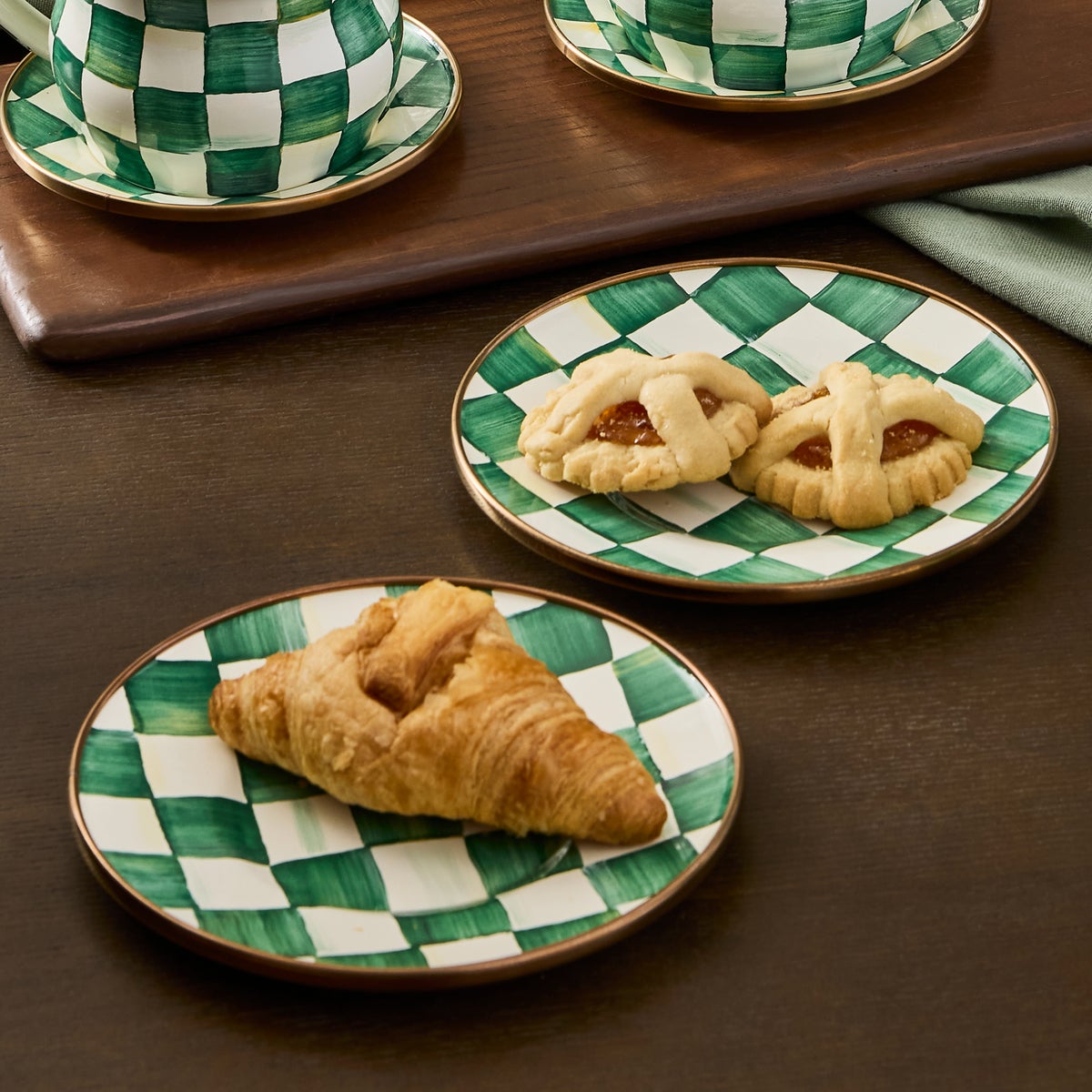 Emerald Check Appetizer Plates, Set of 4 - Image 2